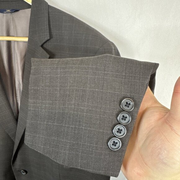 Brooks Brothers 346 Charcoal Brown Check Wool Sport Coat 48L - Picture 2 of 11